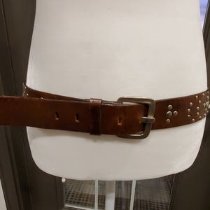 Brown Leather Belt with flat rivets